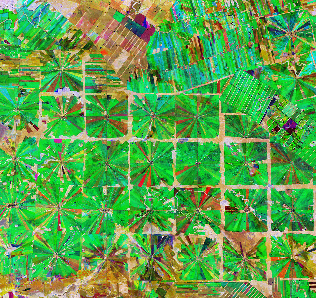 Satellite image of deforestation in Bolivia. 