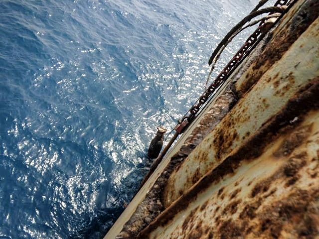 Deterioration of the single hull of the Safer, April 2019. Image supplied with permission by I.R. Consilium.