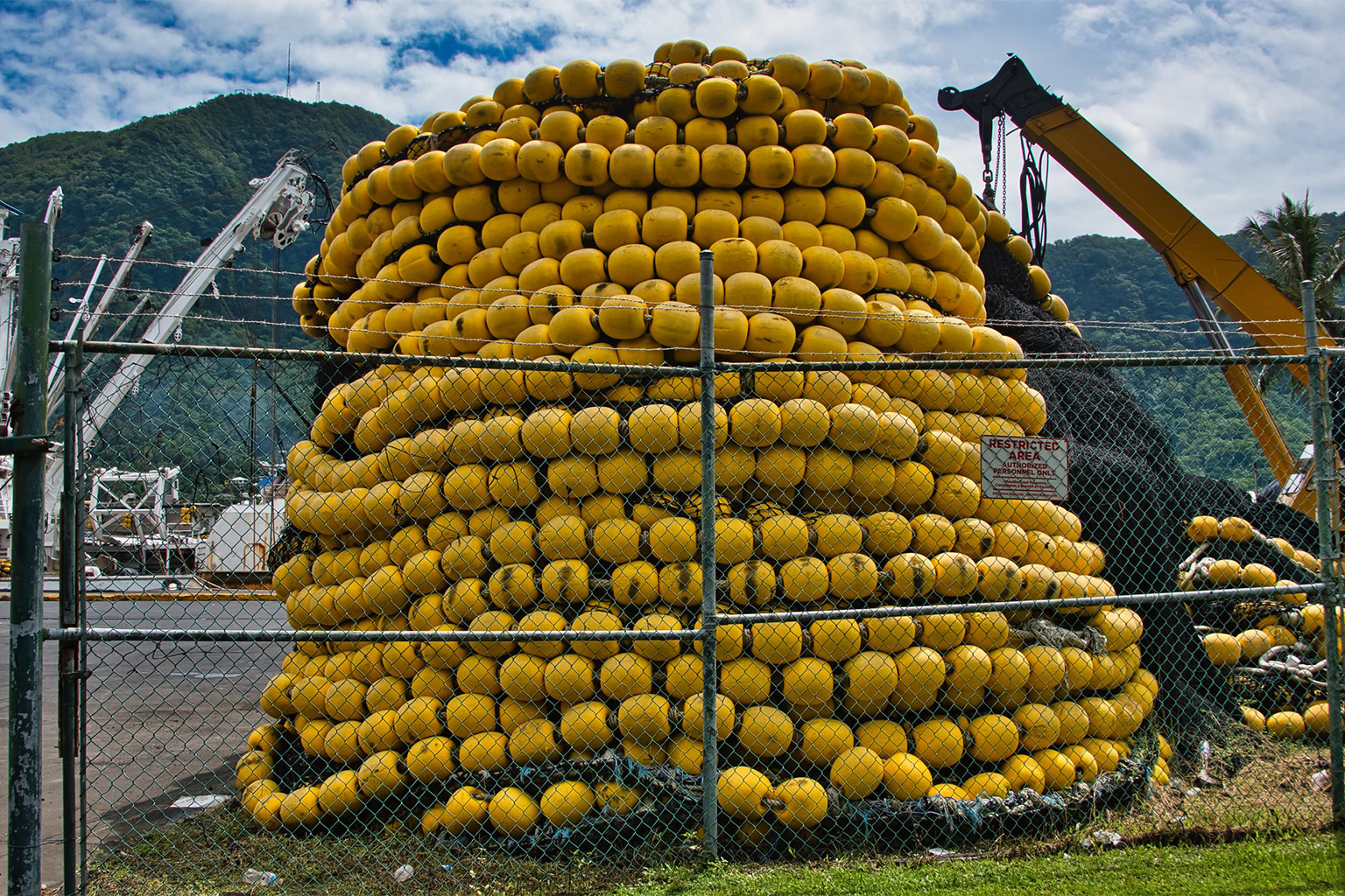 A set of Purse Seine net stored on the dock at the Port of Pago Pago.