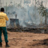 An official from Operation Green Brazil surveys a deforested and burned landscape. Image by Ibama via Wikimedia Commons (CC BY-SA 2.0).